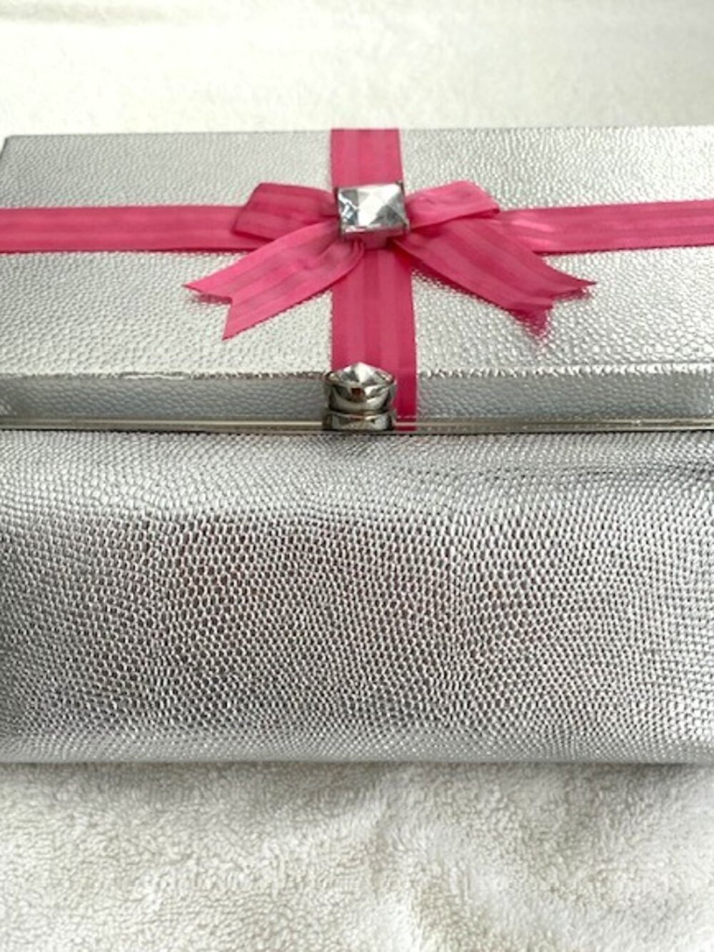 Victoria's Secret Clutch Silver Pink Sequin Bag Dust Cover - Picture 6 of 12